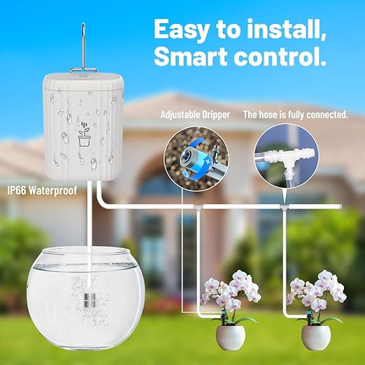 Automatic Plant Watering Devices for Indoor/Outdoor, GreenVation 2.4GHz WiFi Sprinkler Timer Self Watering System for Potted Plants, Smart Auto Drip Irrigation Kit for Garden