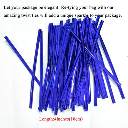 HAHIYO 300Pcs 4 inches Blue Metal Twist Ties Bread Candy Coffee Bag Ties Plant Garden Twist Ties for Cellophane Treat Bags Gift Wraping Bags Plastic Bags Halloween Party Cake Present Art Crafts