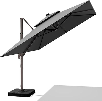 10' X 13' Outdoor Patio Umbrella Large Rectangle Cantilever Umbrella Heavy Duty 360°Rotation Offset Umbrella for Garden Deck Pool Patio,Grey