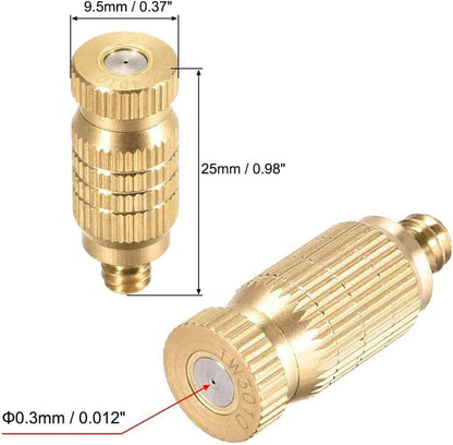 Brass Misting Nozzle, 10 Pack High Pressure Spray 10/24 UNC Outdoor Anti-drip Fogging Spray Head Misting System Tips for Landscaping Outdoor Cooling System (0.012 Orifice)