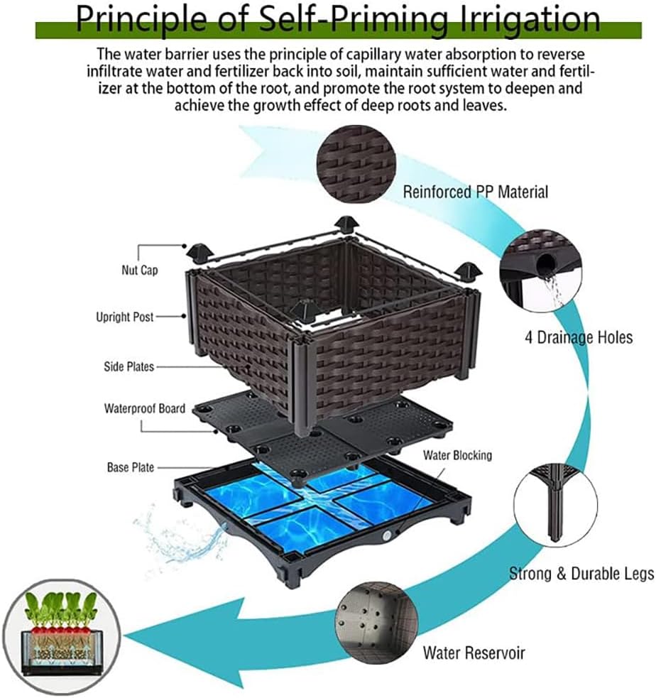 Large Planters for Outdoor Plants Raised Garden Bed Elevated Rectangular Garden Box Kits for Gardening, Vegetables, Flowers and Herbs in Backyard Patio Balcony