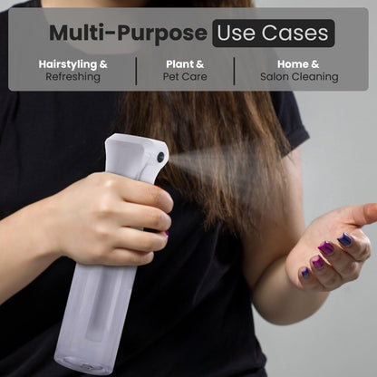 VIGOR PATH Continuous Spray Bottle - Ultra Fine Mist Water Sprayer for Hair, Home Cleaning, Plants, Salons - 200ml / 6.7oz Empty Spray Bottle (Clear)