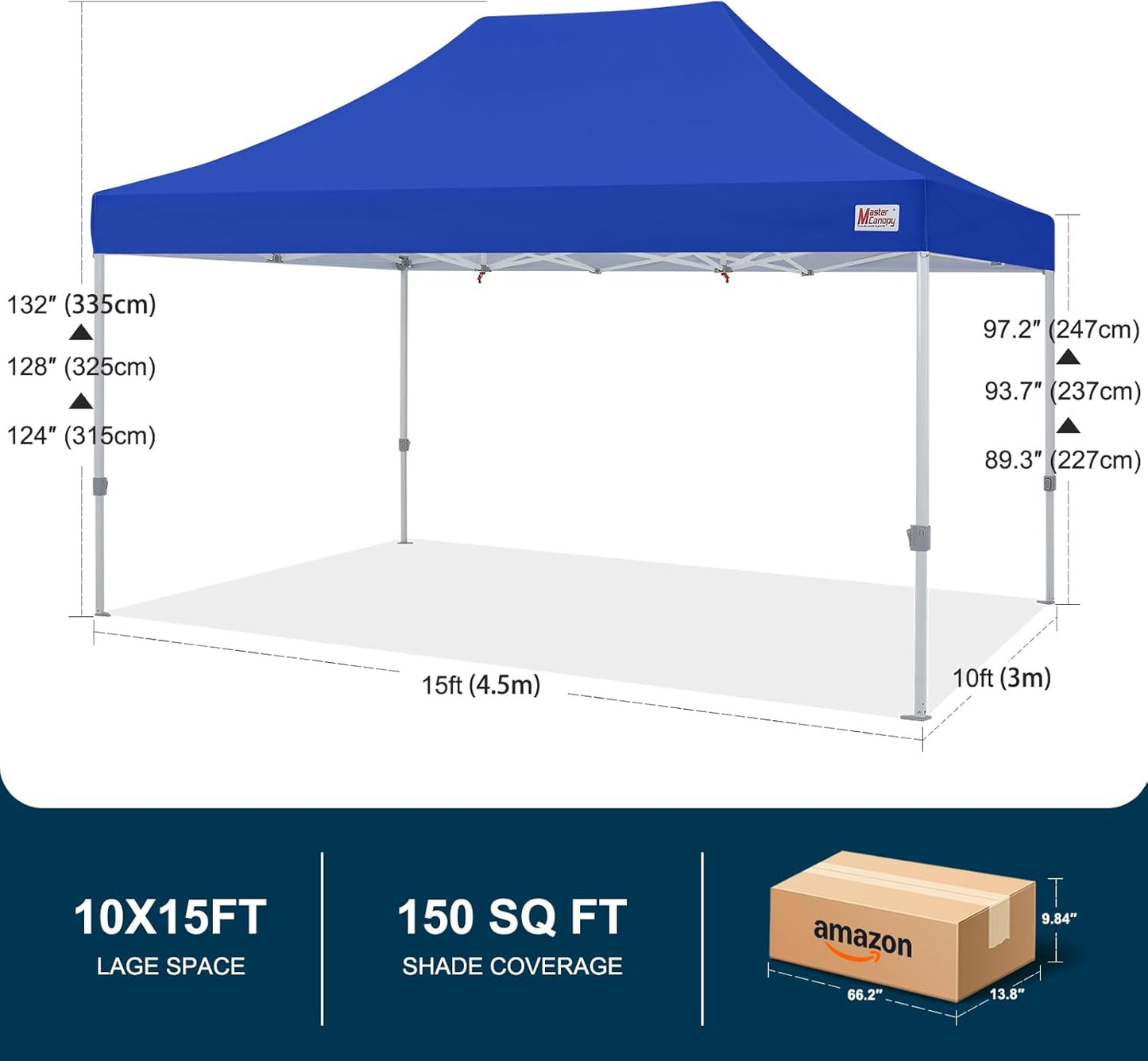 MASTERCANOPY Pop Up Canopy Tent Commercial Grade 10x15 Instant Shelter (Blue)