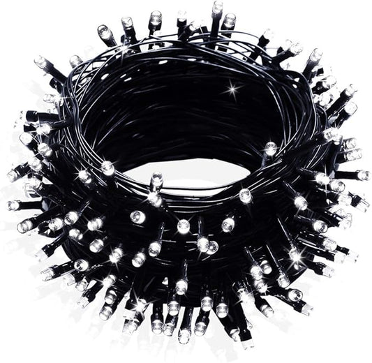 FULLBELL Fairy Lights Outdoor String Lights 33ft 100 LED with Memory Modes Controller, Extendable Christmas Lights Decorations for Wedding, Christmas, Party, Patio, Indoor Outdoor (White2)