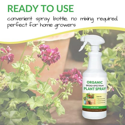Organic Broad Spectrum Plant Spray - Liquid Plant Food in a Spray Bottle (Foliar Fertilizer) | Use on All Outdoor Plants Including: Vegetables, Herbs & Flowers | No Mixing Required (32oz)