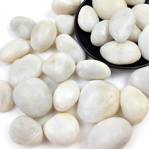 20LB White River Rocks - 2-3 inch High Polished Decorative Pebbles, Stones for Landscaping, Natural River Rocks for Outdoor Décor, Plants,Vase Filler,Fish Tank