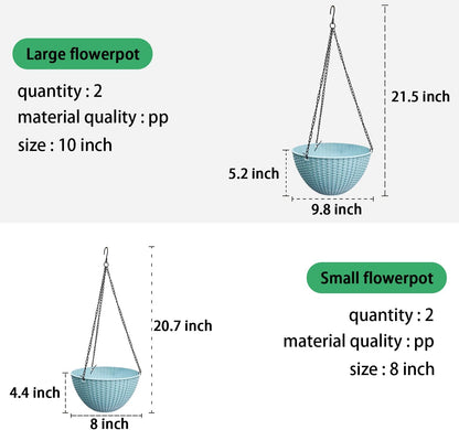 Hanging Planters for Indoor Plants 8/10 Inch, 4 Packs Plant Hanger Outdoor with Drainage Holes, Hanging Basket Flower Pot Perfect for Home, Office and Garden (Sky Blue)