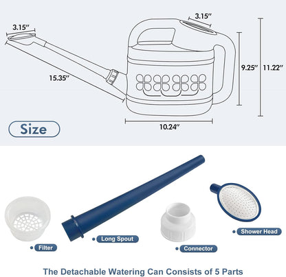 2 Gallon Watering Can for Outdoor Plants, Plant Watering Can with Removable Long Spout and Stainless Steel Sprinkler Head, Large Water Can for Garden Flowers Vegetables