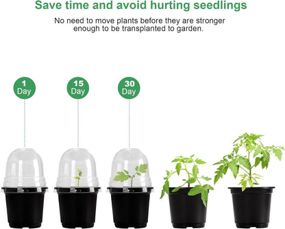 MIXC Plant Nursery Pots with Humidity Dome 4" Soft Transparent Plastic Gardening Pot Planting Containers Cups Planter Small Starter Seed Starting Trays for Seedling with 10pcs Plant Labels，30 Sets…