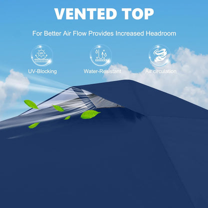 MASTERCANOPY Durable Pop-up Canopy Tent with 1 Sidewall (8'x8',Navy Blue)