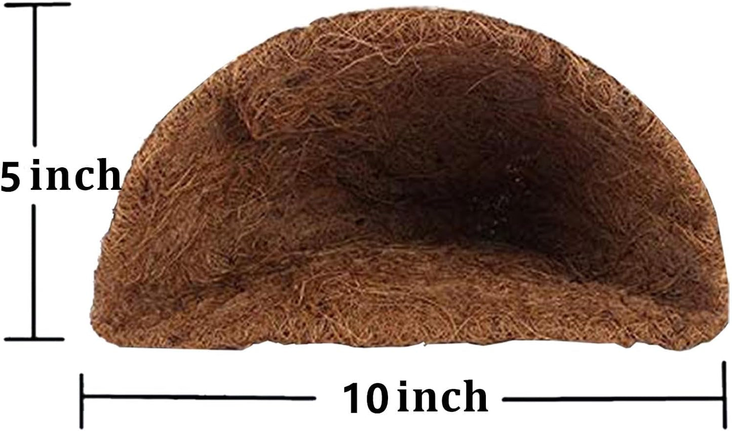 2PCS Half Round Replacement Coco Liner for Hanging Basket Wall Flower Basket, Half Circle Wall Planter Coconut Fiber Plant Basket Liner for Garden Planter Flower Pot (10 inch)