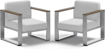 Aluminum Outdoor Patio Furniture, 2 Pieces Armchairs, All-Weather Metal Modern Outside Single Sofa for Deck, Porch (LightGray)