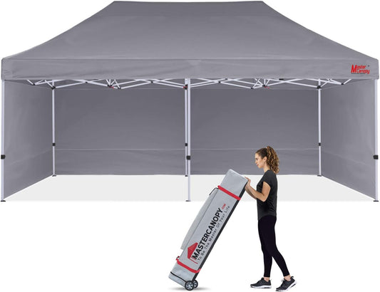 MASTERCANOPY Heavy Duty Pop-up Canopy Tent with Sidewalls (10x20,Gray)