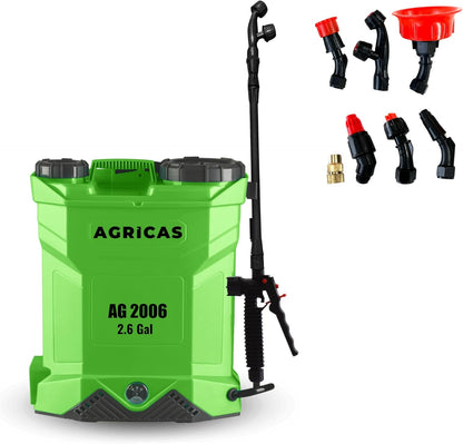Battery Powered Backpack Sprayer 2.6 Gallon, 0-70 PSI Adjustable Pressure, Long-Lasting Lithium-Ion Battery&Charger, 7 Nozzles, Lawn and Garden Electric Sprayer for Weed/Pest Control Watering and more