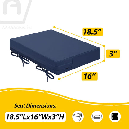 AAAAAcessories Outdoor Seat Cushions for Chairs, Waterproof, Fade-Resistant Patio Furniture Replacement Cushions, 18.5" x 16" x 3", Set of 2, Navy Blue