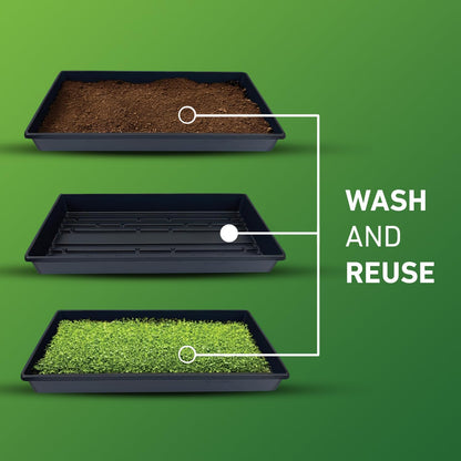 10x20 Inch Black Plastic 50 Pack Plant Propagation Tray – Growing Trays for Garden, Planting, Seedling, Soil & Hydroponic Horticulture - Microgreen Trays Grow Plants - No Drain Holes