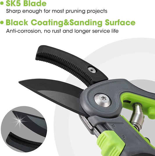 WORKPRO Anvil Pruning Shears, 8’’ Professional Gardening Hand Pruner with SK5 Steel Sharp Blades, Ideal Gardening Tool for Cutting and Trimming, Green
