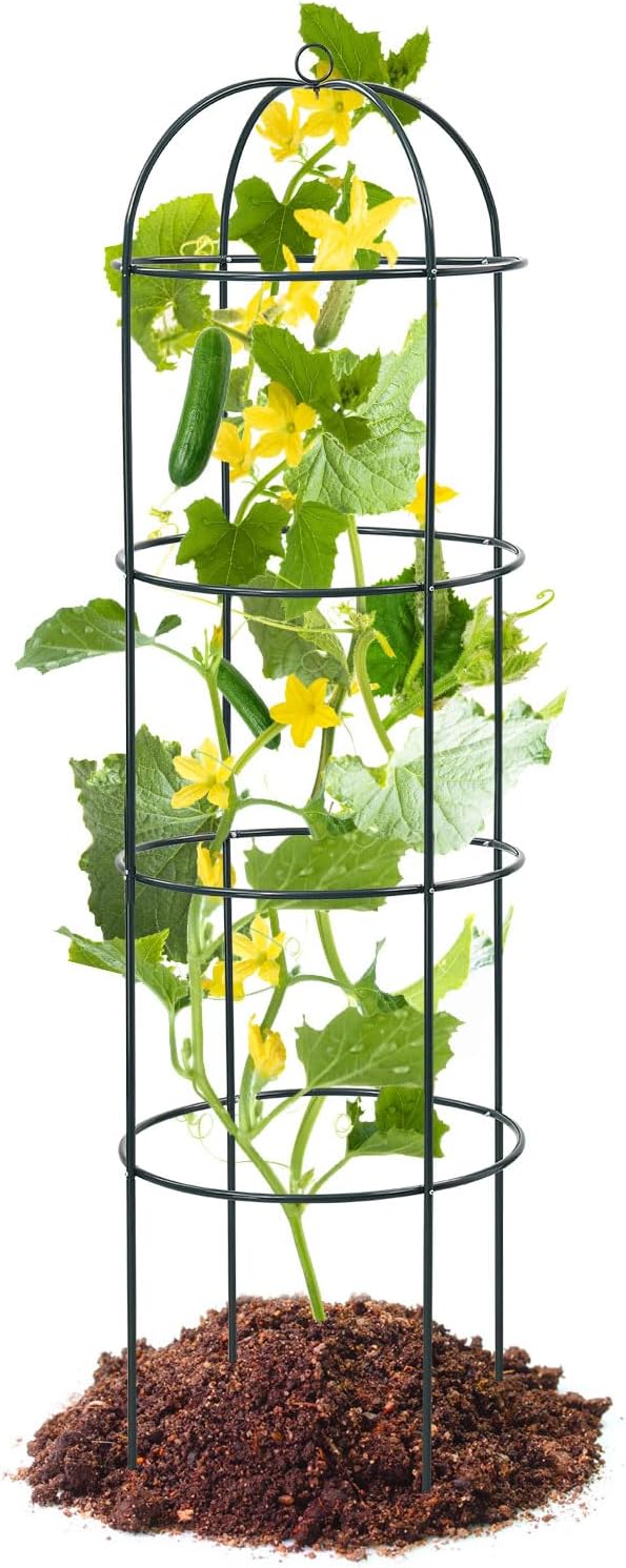 Trellis for Climbing Plants Outdoor, 75 Inch Tall Heavy Duty Metal Garden Trellis Tower Potted Cages for Flowers Fruits Vegetable Cucumber Tomato Potted Rose Clematis Pea Bean Raised Bed Trellises