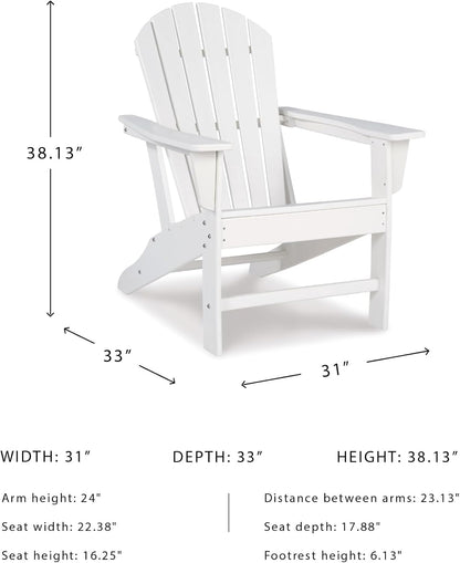 Signature Design by Ashley Sundown Treasure Outdoor Patio HDPE Weather Resistant Adirondack Chair, White