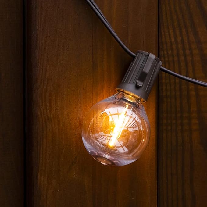 Solar Outdoor String Lights, 15FT G50 Patio Lights String Waterproof with 10 Warm White LED Shatterproof Bulbs, Perfect for Garden, Backyard, Pergola, Party, Cafe, Camping Decoration (15FT)