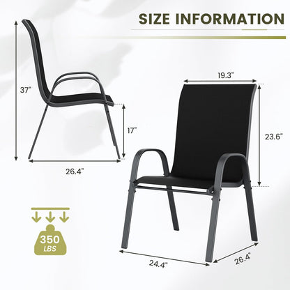 UDPATIO Patio Chairs Set of 8, Stackable Outdoor Dining Chairs with High Back, Breathable Textilene Fabric Outdoor Chair All Weather, 350LBS Capacity for Garden, Backyard (Black)