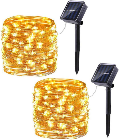 Lomotech Solar String Lights Outdoor - 2 Pack Total 66ft 200LED Solar Fairy Lights Waterproof 8 Modes Twinkle Lights for Outdoor, Patio, Garden, Yard, Party, Wedding, Tree Decoration (Warm White)