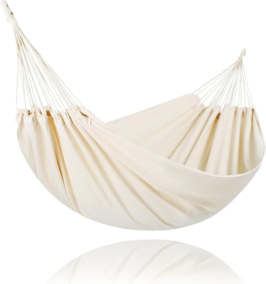 SUNCREAT Camping 2 Person Canvas Hammock, Double Travel Hammock, 475 lbs Capacity, Natural