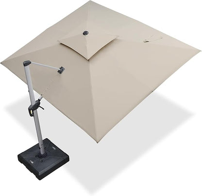 PURPLE LEAF 9' X 11' Patio Umbrella Outdoor Rectangle Umbrella Large Cantilever Umbrella Windproof Offset Heavy Duty Sun for Garden Deck Pool Patio, Beige