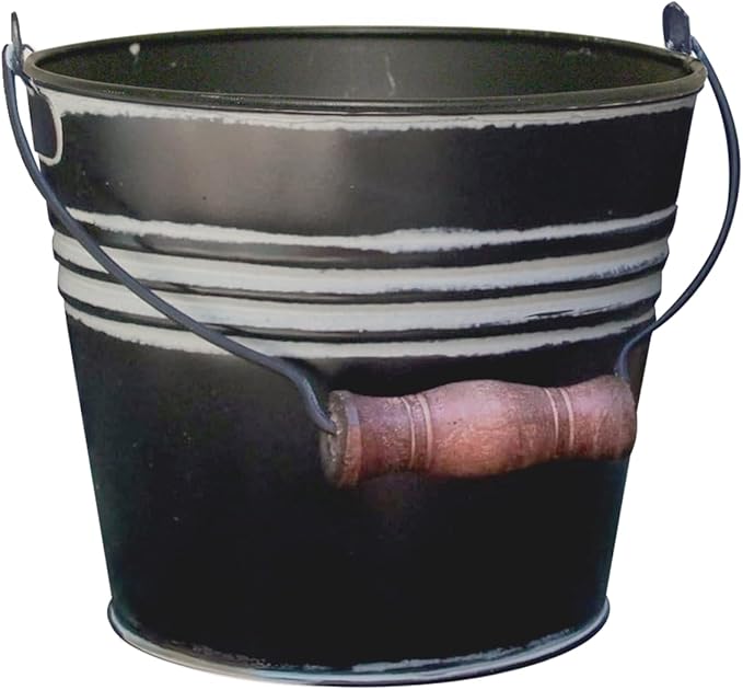 Headwind Vintage Collection - 6 Inch Charcoal Banded Planter with Handles – Galvanized Bucket Planter - Decorative Small Planters for Indoor Plants & Outdoor Use by Robert Allen