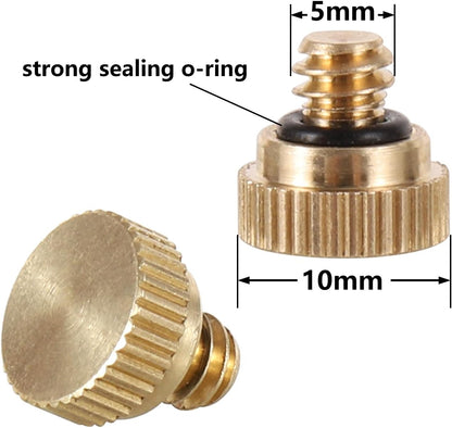 Brass Misting Nozzle Plug 12pc Heavy Duty 10/24 Screw Thread Misting Nozzle Plug for Raised Garden Bed Backyard Outdoor Cooling System