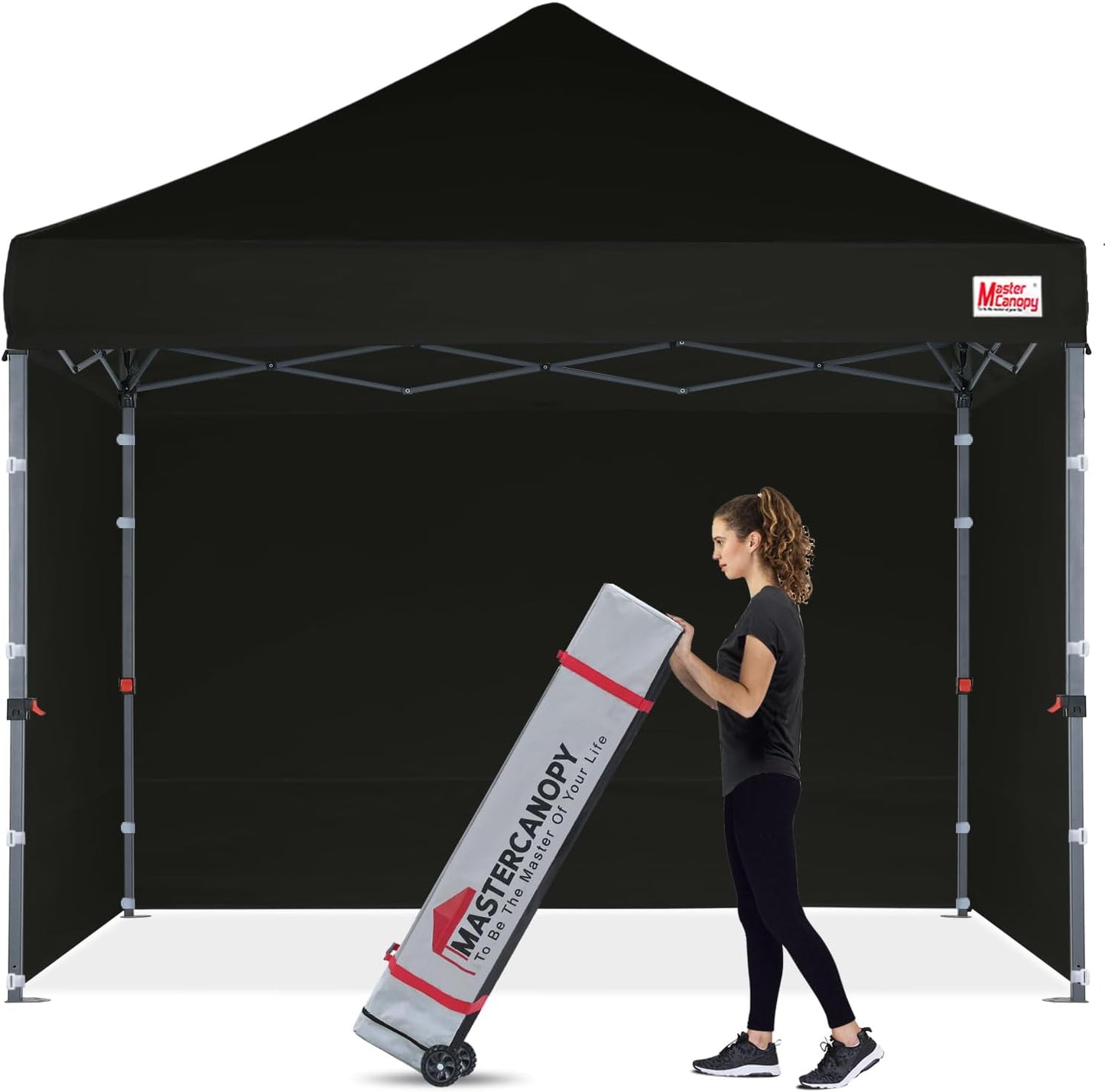 MASTERCANOPY Heavy Duty Pop-up Canopy Tent with Sidewalls (8x8,Black)
