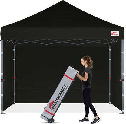 MASTERCANOPY Heavy Duty Pop-up Canopy Tent with Sidewalls (8x8,Black)