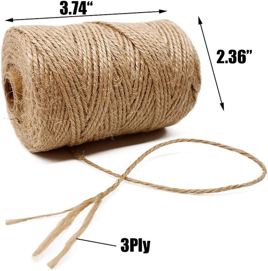 Leecogo Jute Twine 328 Feet 2mm 3Ply Heavy Duty Jute Rope String for Arts Crafts Mason Jars Rustic Decorations Home Gardening Industrial Packing Materials