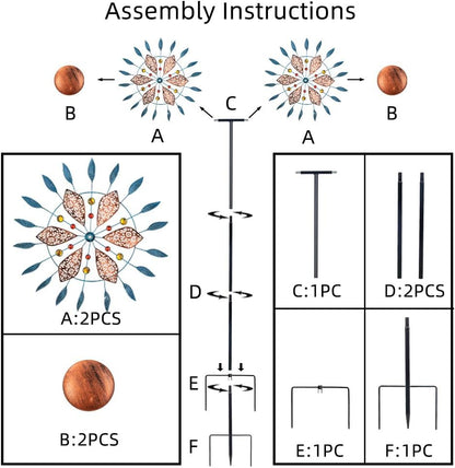 Stargarden Large Wind Spinners Outdoor, 23 Inch Metal Wind Spinner, Double Kinetic Wind Sculptures & Spinners, Waterproof Pinwheels Outdoor Decoration for Patio, Lawn, Garden, Porch Decor