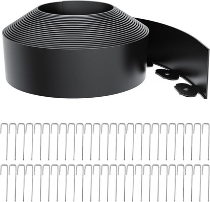 Landscape Edging 4 Inch Tall 40FT with 50Pcs Metal Spikes, Plastic Garden Edging Border Landscape Edging Border Lawn Edging for Landscaping, Flower Bed, Yard