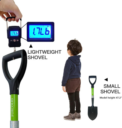 Beach Shovel,Kids Shovels for Digging,Short Handle Metal Shovel,Small Shovels for Gardening,Camping,Planting,27Inches,Green