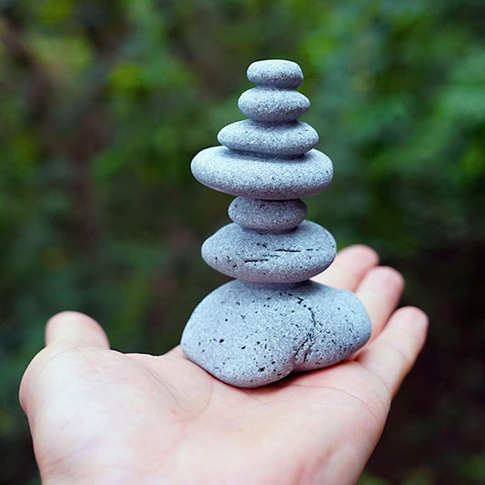 OwMell Balanced Stones Cairn Statue Garden Decor, Stacked Zen Rock Stone, Small Fish Tank Decoration, Micro Landscape Decor - Cairn