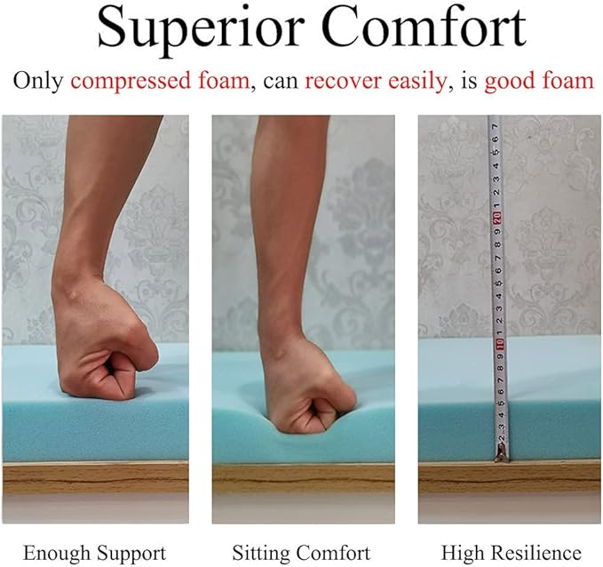 Bench Seat Memory Foam Chair Pads Non-Slip Rubber Back Indoor Swing/Settee Cushion 32 x 12 inch