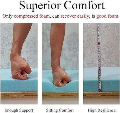 Bench Seat Memory Foam Chair Pads Non-Slip Rubber Back Indoor Swing/Settee Cushion 36 x 14 inch, Kahki