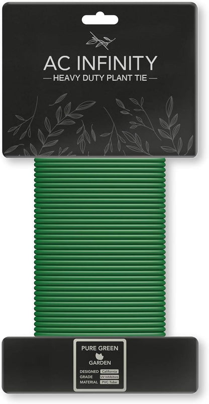 AC Infinity Heavy-Duty Twist Ties, 10m (32.8 ft.) All-Purpose Reusable Green Wire Plant Ties, for Gardening, Plant Support, and Home Office Organization