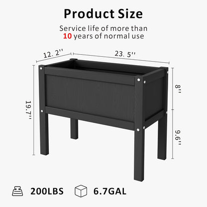 Raised Garden Bed with Drainage Hole Waterproof HDPE Elevated Planter Box with Legs Stable and Durable to Plant Herb Vegetable Flower,Patio,Balcony Outdoors/Indoors Black