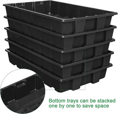 MIXC Seedling Trays Seed Starter Tray, 5-Pack Mini Propagator Plant Grow Kit Greenhouse with Humidity Vented Domes and Base for Seeds' Starting (40 Cells Per Tray, Total 200 Cells), Black