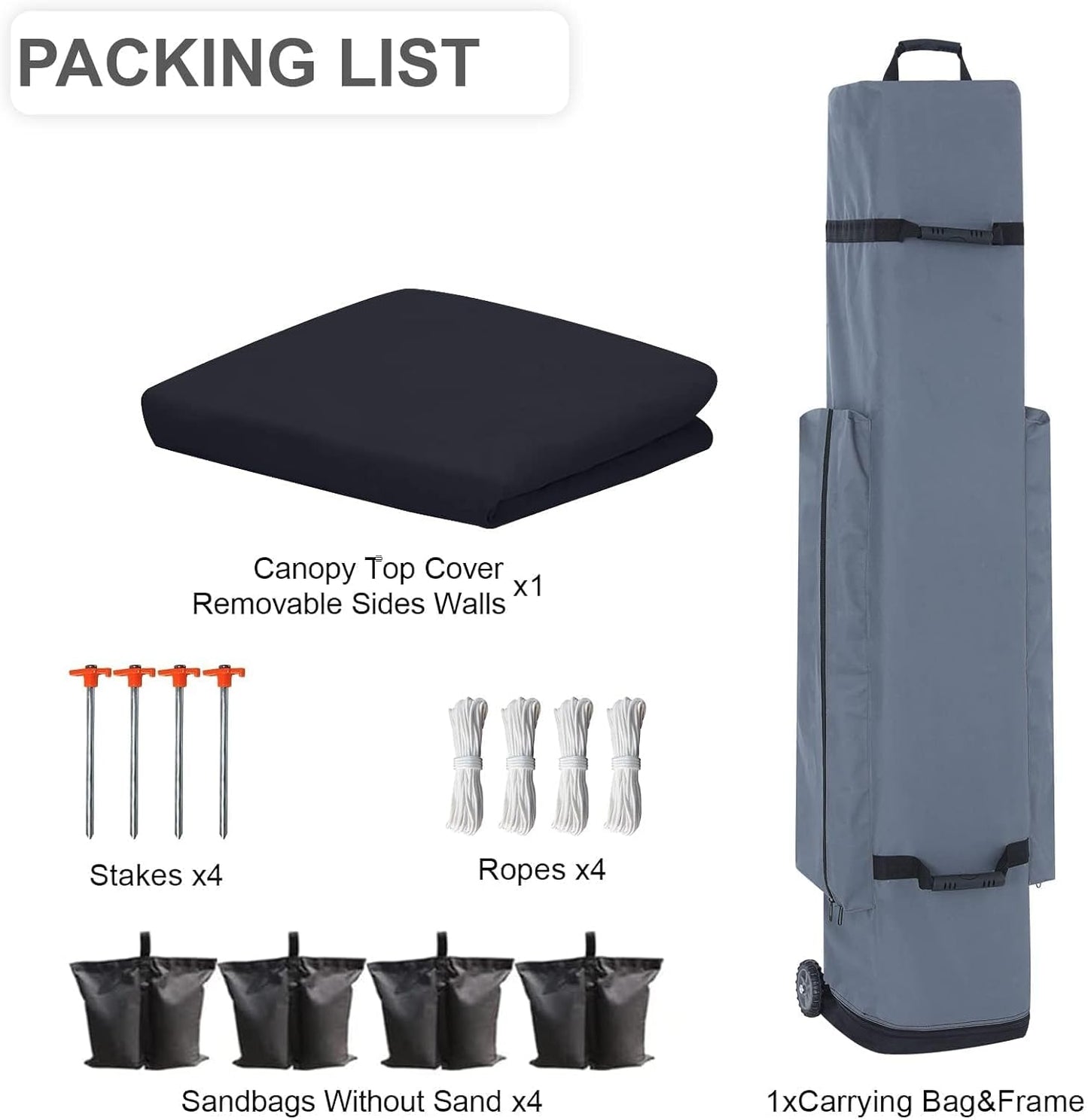 pop up Canopy Tent 10x15, Eazy up Outdoor Patio Canopy Tent with sidewalls, Heavy Duty Commercial Instant Canopy Tent with Sand Bags for Deck, Party, Camping， Backyard, Playground, Black