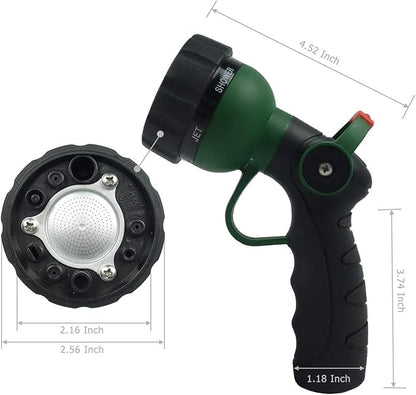 Garden Hose Nozzle Thumb Control Heavy Duty Metal Water Nozzle with Adjustable Watering Patterns High Pressure Hose Nozzle Sprayer, Pefect for Car Washing and Pets Showering