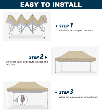 MASTERCANOPY Pop Up Canopy Tent Commercial Grade 10x20 Instant Shelter (Beige)
