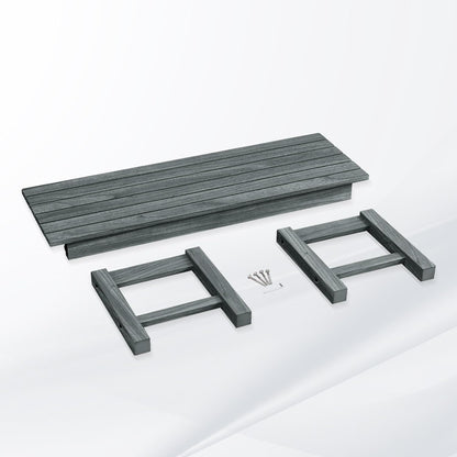 Psilvam 2-Person Outdoor Poly Lumber Patio Backless Bench, Fade-Resistant & Odor-Free Poly Lumber Patio Furniture, Weatherproof, Suitable for Garden, Porch and Park, 700 Lbs Support (1, Dark Grey)