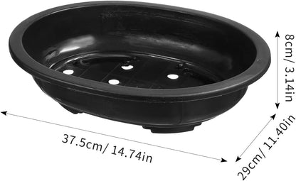 ERINGOGO 6 PCS Bonsai Training Pots, 15'' Oval Bonsai Planter Pot with Drainage Hole, Plastic Large Deep Flower Pot Plants Growing Pots for Nursery, Garden, Balcony