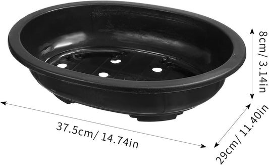 ERINGOGO 6 PCS Bonsai Training Pots, 15'' Oval Bonsai Planter Pot with Drainage Hole, Plastic Large Deep Flower Pot Plants Growing Pots for Nursery, Garden, Balcony