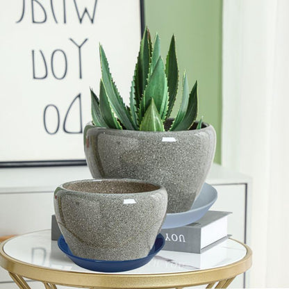 4 Pack of Plant Saucer, 5 inch Glazed Ceramic Plant Tray, Deep Drainage Tray for 4 Inch Flower Pot,Plant Dish Plate to Catch Water for Indoor & Outdoor