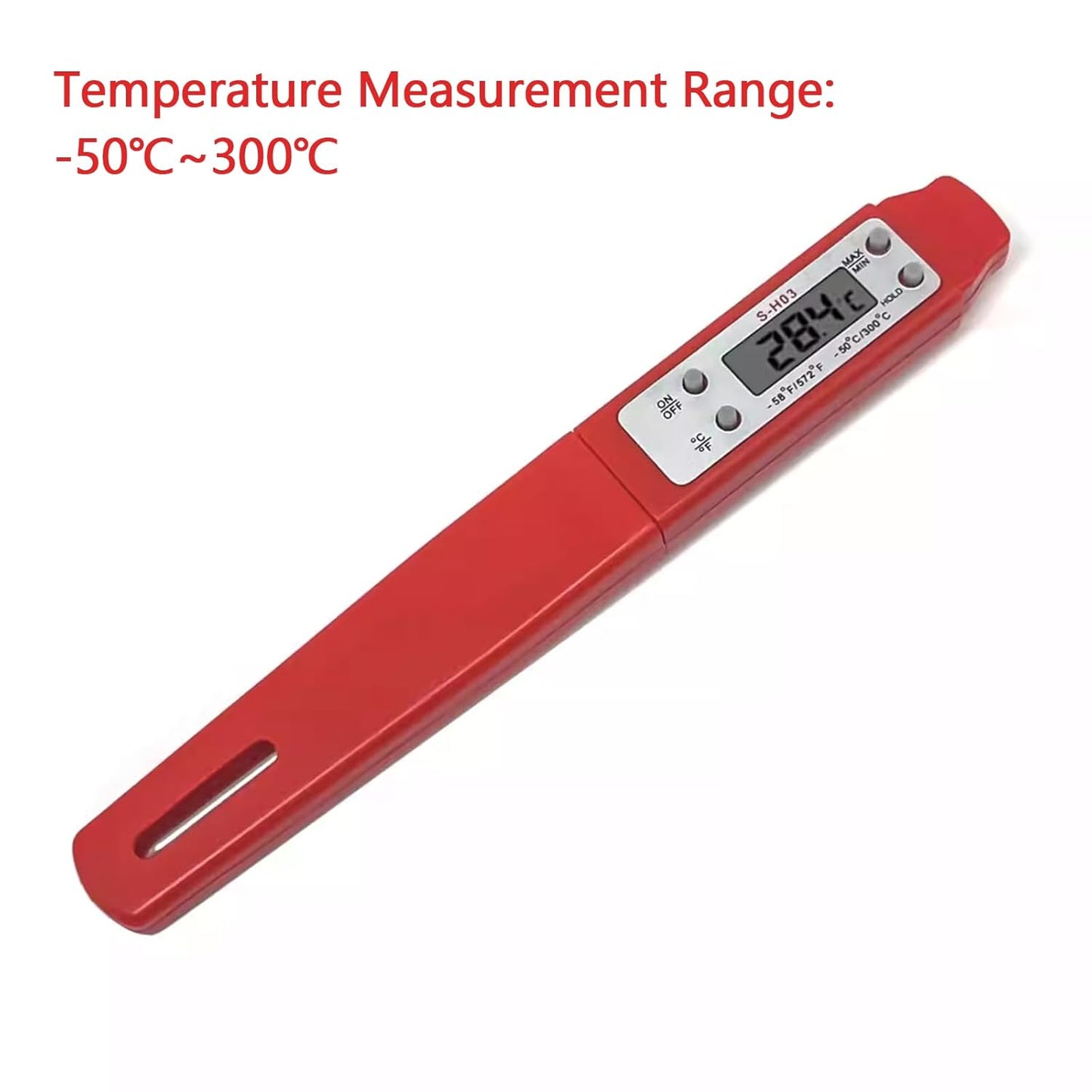 Meat Thermometer - Digital Food Thermometer for Cooking Kitchen - Automatic Calibration Pen Style Electronic Pocket Thermometer for Water Temperature, Barbecue (Red)